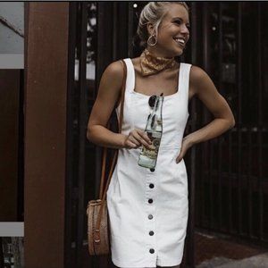 Urban Outfitters Button Down Denim Mini Dress White | US 10